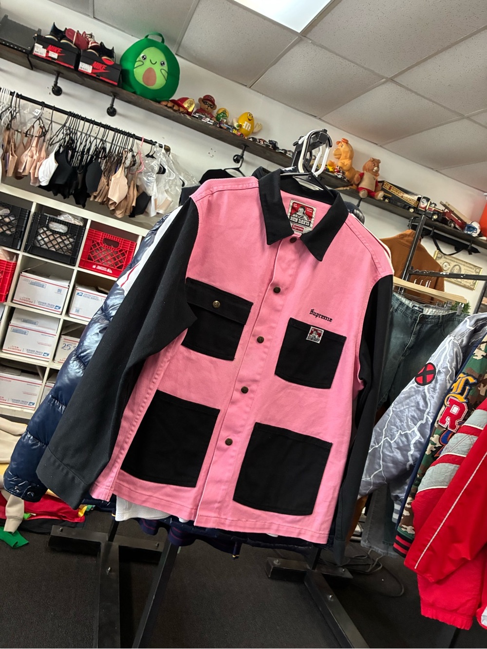 BEN DAVIS  SUPREME Chore Coat USA Made Size M Cotton Blend Pink Black